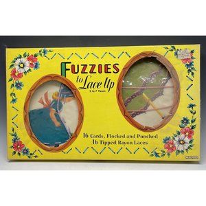 Mid-Century Modern Vintage Fuzzies to Lace Up Children's Sewing Cards Saalfield